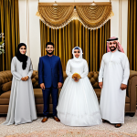 사우디아라비아 결혼문화와 관습 - **Traditional Engagement Ceremony:** "A Saudi Arabian family celebrating an engagement in a beautifu...
